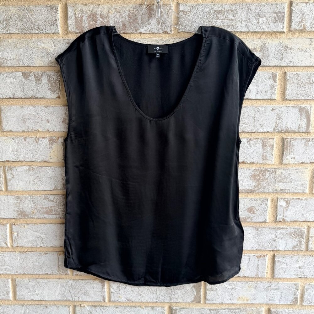 7 for all Mankind Sleeveless Scoop Neck 100% Viscose Satin Blouse Size XS.